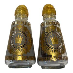 Vintage Anchor Hocking Royal Gold Salt & Pepper Shakers – Mid-Century Crown Desi